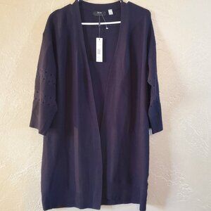 NWT Open front sweater. XS/TP , 3/4 sleeves, Dark Navy.